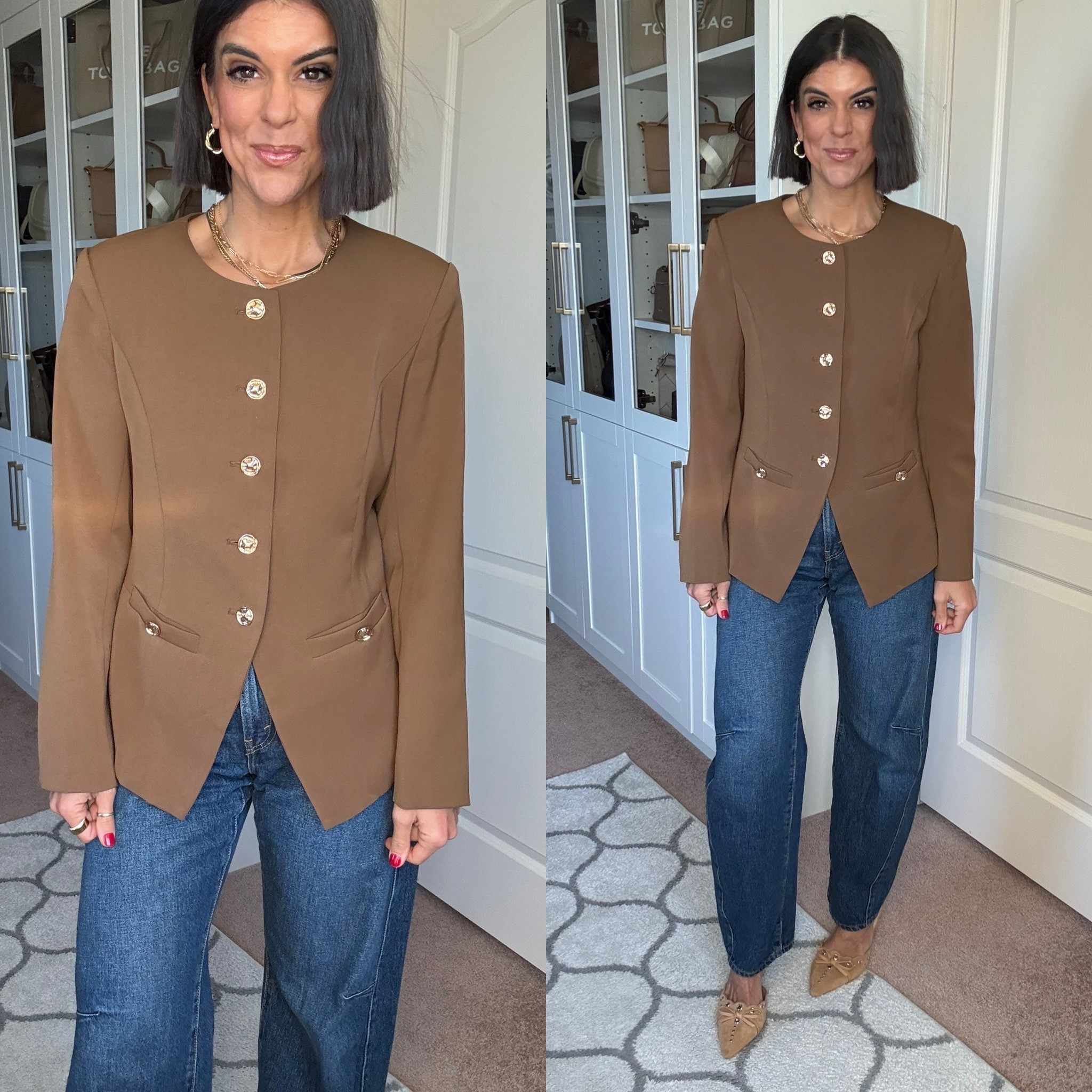 Size small in blazer size 26 in Levi jeans 

#LTKSeasonal #LTKFindsUnder100