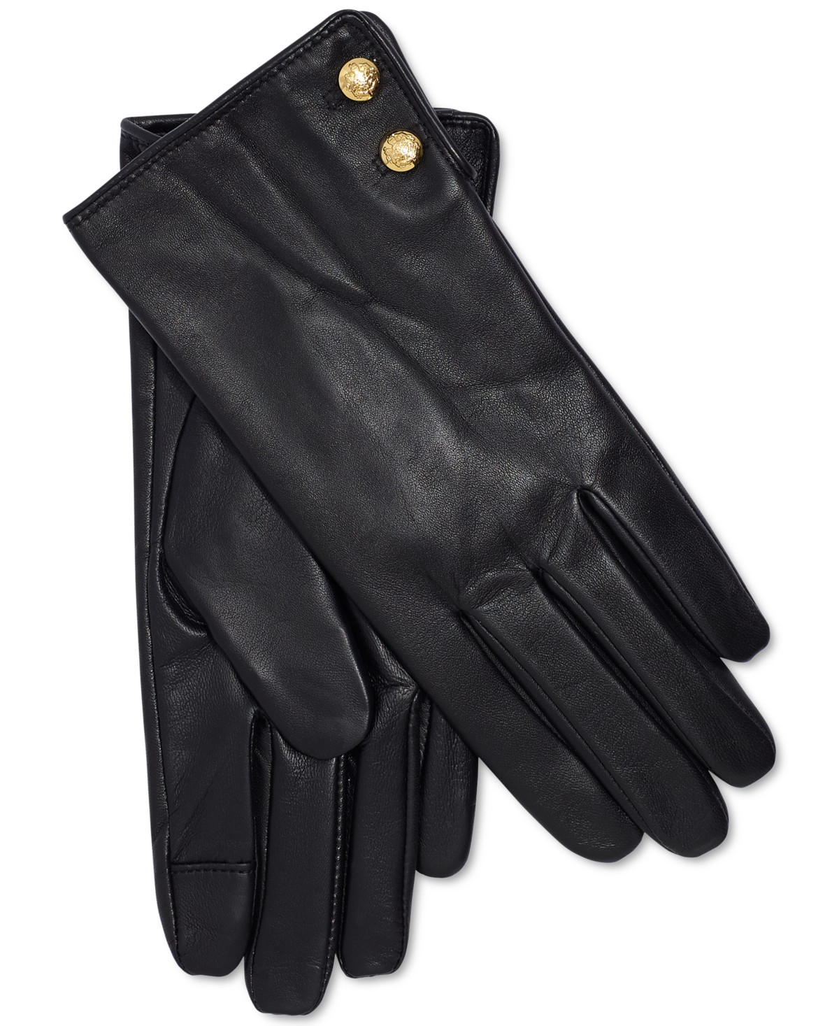 Lauren Ralph Lauren Women's Leather Touchscreen Gloves - Black | Macy's