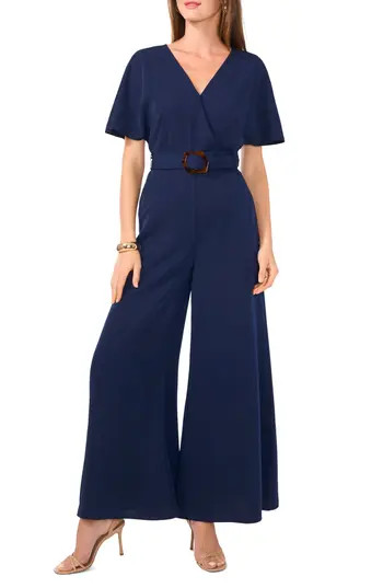 Vince Camuto Open Back Wide Leg Belted Jumpsuit in Classic Navy at Nordstrom Rack, Size Small | Nordstrom Rack