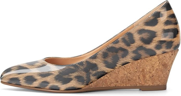 YODEKS Women's Wooden Heel Slip On Pumps Pointed Toe Wedge Heel Elegant Mid Heel Wedding Dress Sh... | Amazon (US)