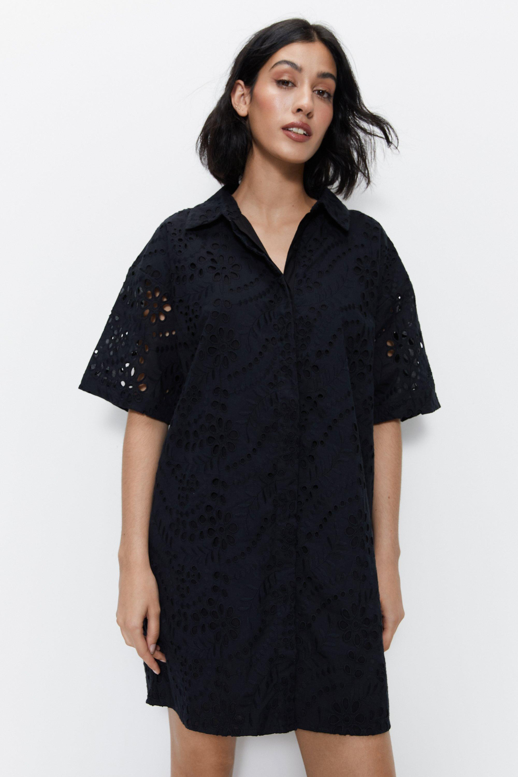 Broderie Mini Shirt Dress | Debenhams UK