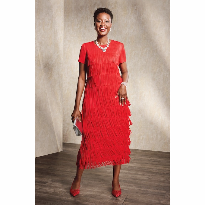 Shanola All-Over Fringed Pleated-Plisse Sheath Dress | Ashro