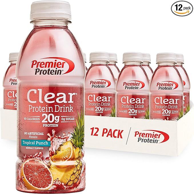 Premier Protein Clear Drink, Tropical Punch, 20g Protein, 0g Sugar, 1g Carb, 90 calories, Keto Fr... | Amazon (US)