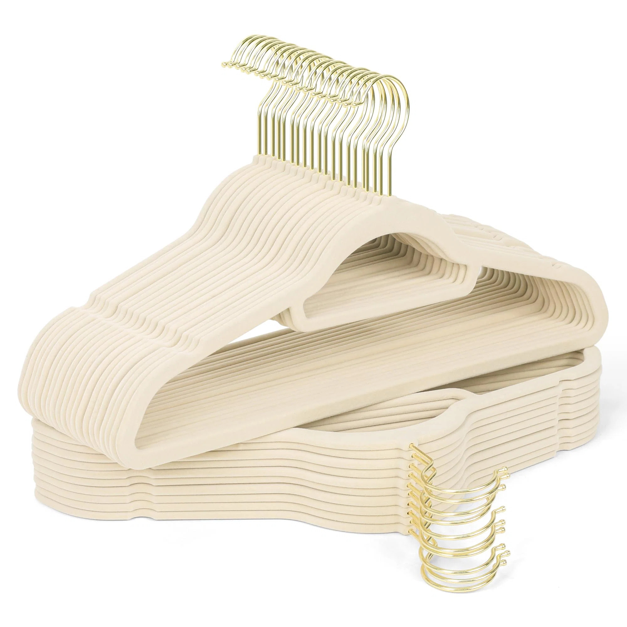 Premium Velvet Hangers 30 Pack With Gold Hooks, Non-Slip, Space Saving Felt Clothes Hangers, Stur... | Wayfair North America