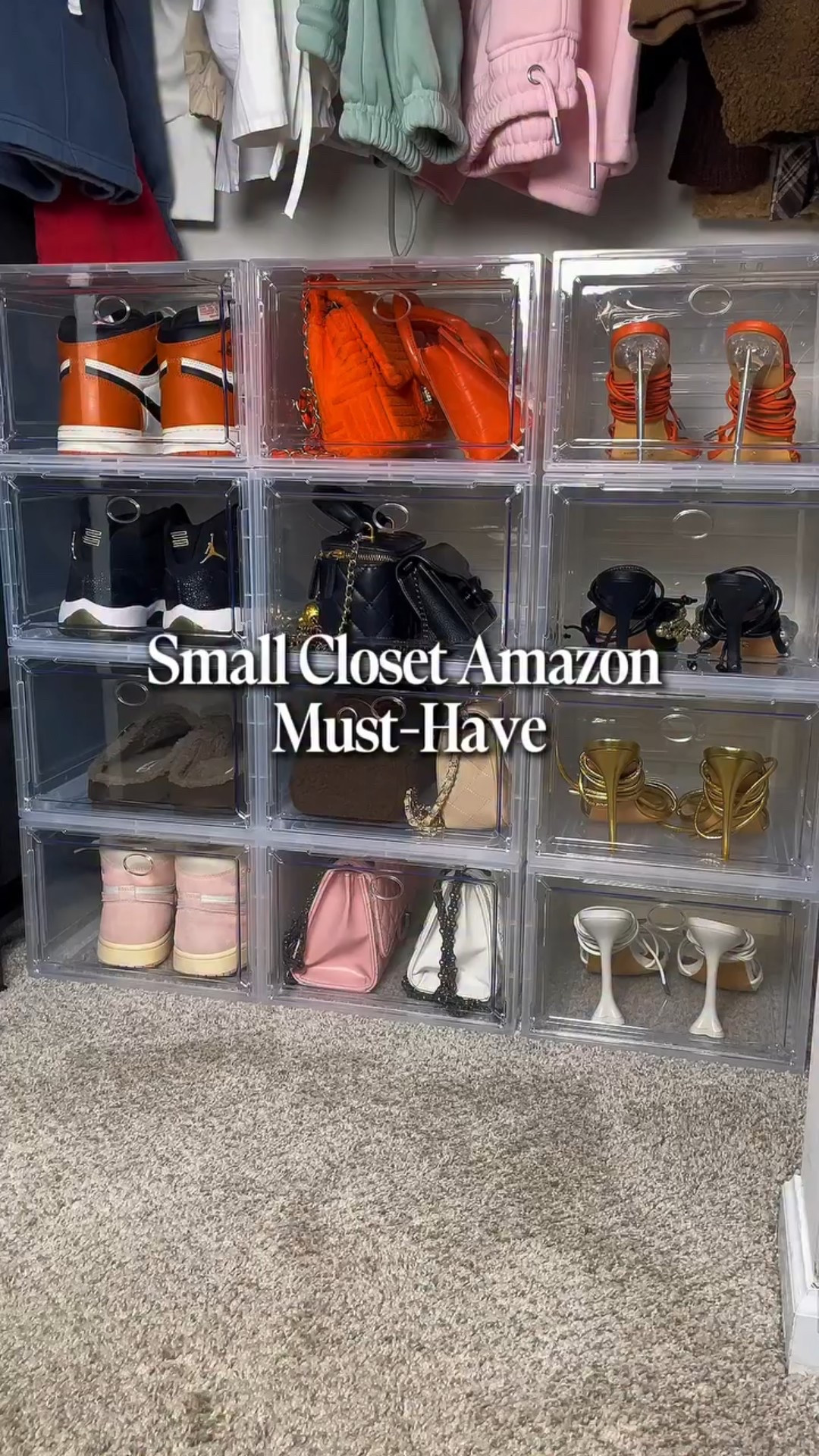 These stackable clear organizers keep my handbags, sneakers, and heels, dust free, visible, and ready to grab and go. Share with a friend who needs a closet glow-up! 

#LTKHome #LTKFindsUnder50