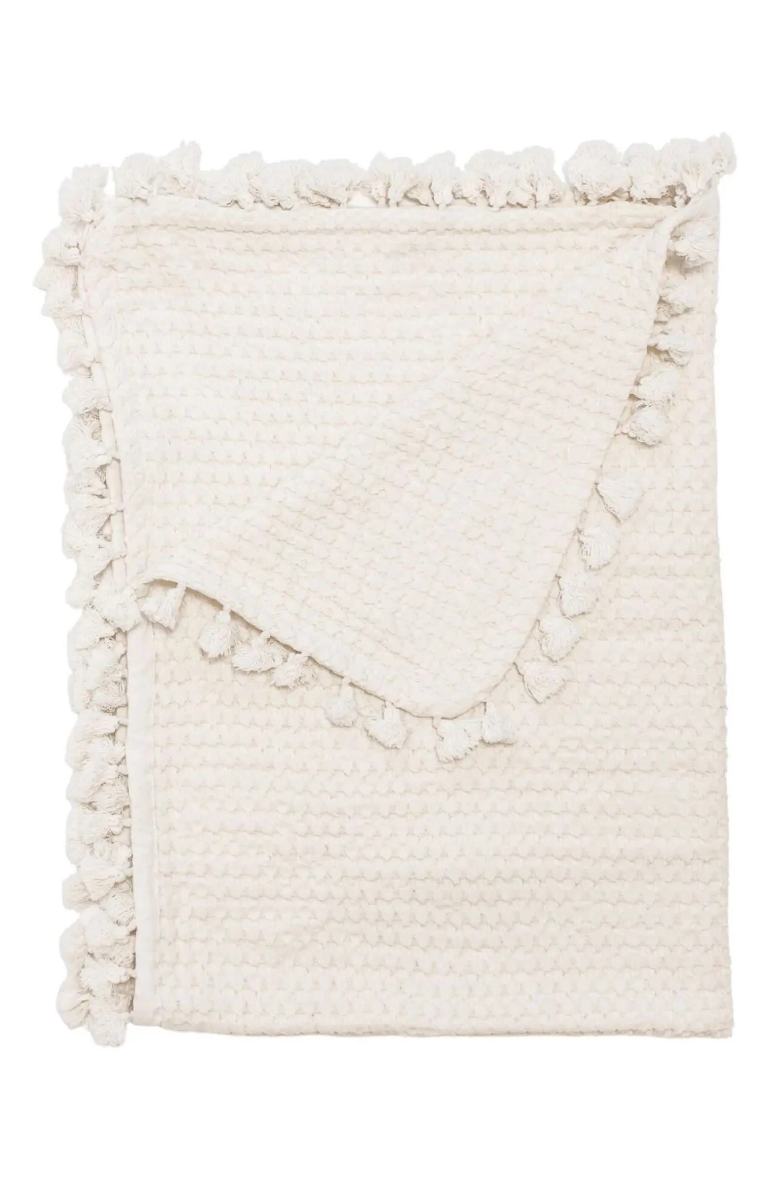 Birch Tassel Waffle Knit Cotton Baby Blanket | Nordstrom