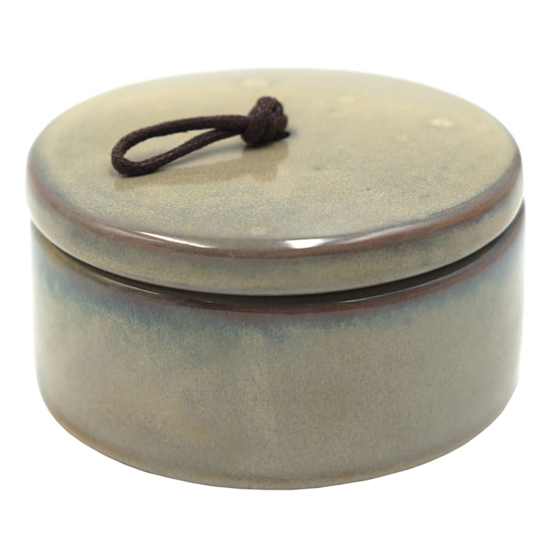 Grey Round Ceramic Box, 4x2 | At Home