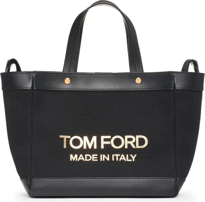 TOM FORD Large Textured Canvas & Leather Tote | Nordstrom | Nordstrom