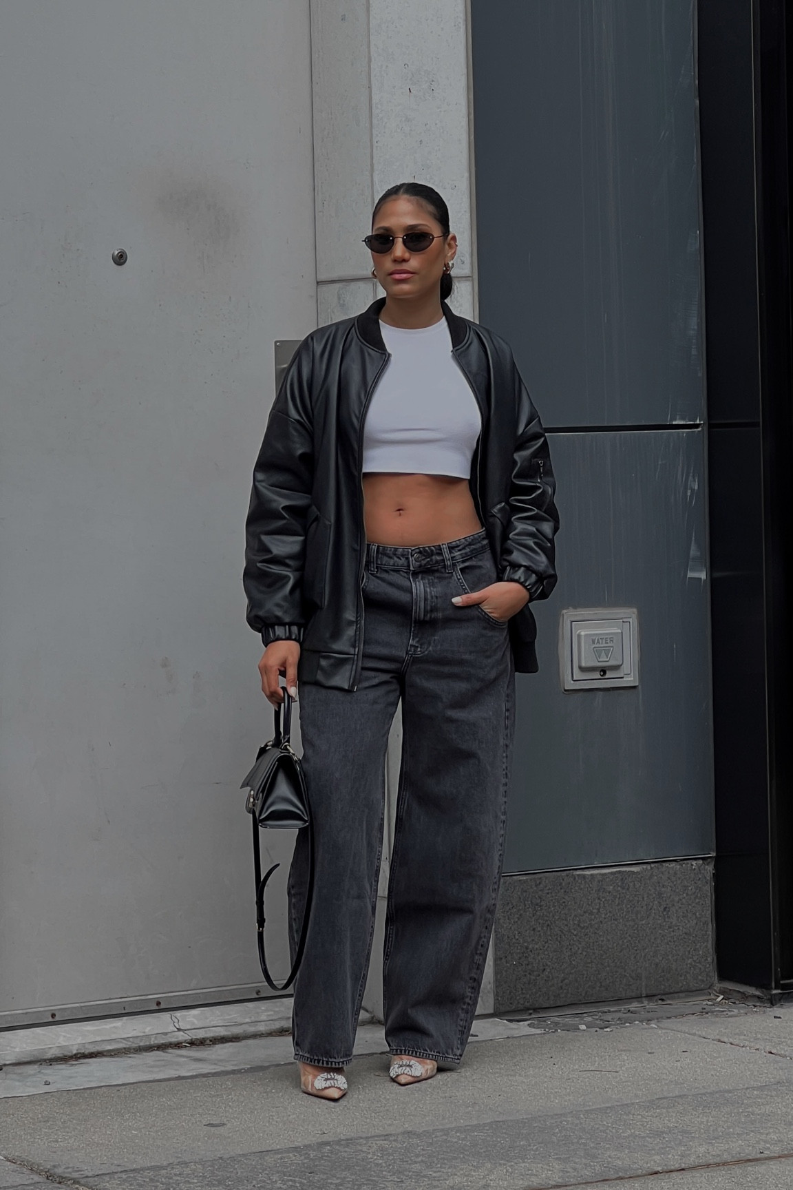 Street style, leather bomber jacket w baggy pants 

#LTKfit