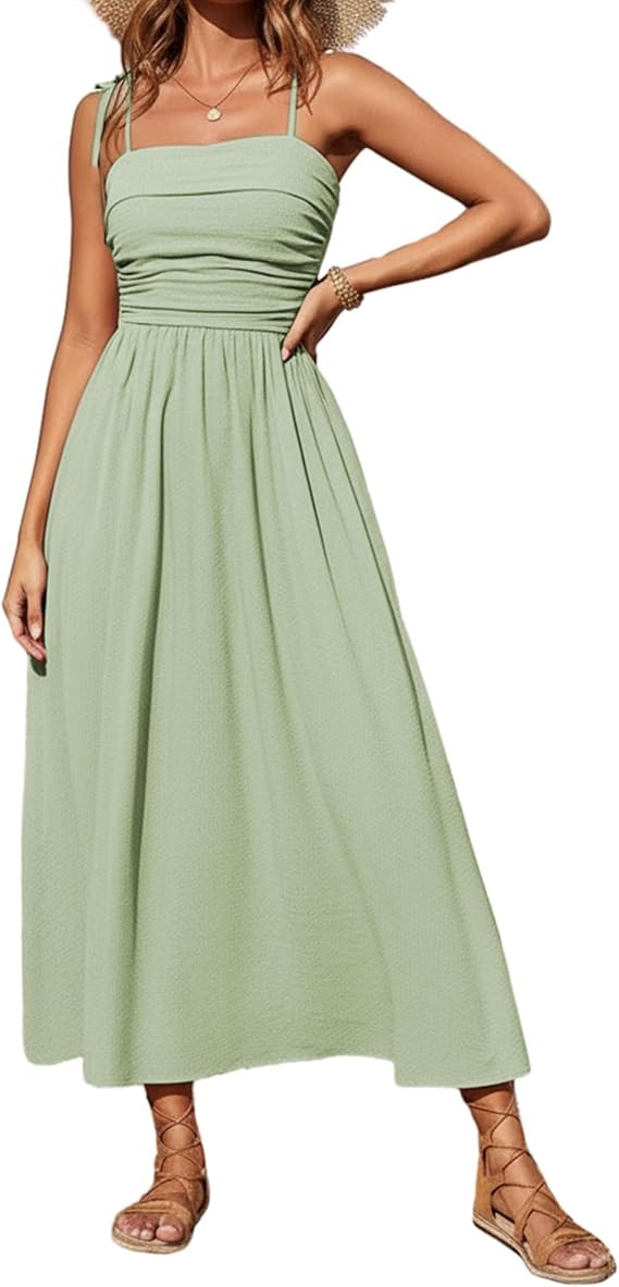 Sunny Spirit Women's Sleeveless Spaghetti Strap Maxi Dress 2026 Casual Boho Summer Dresses Smocke... | Amazon (US)