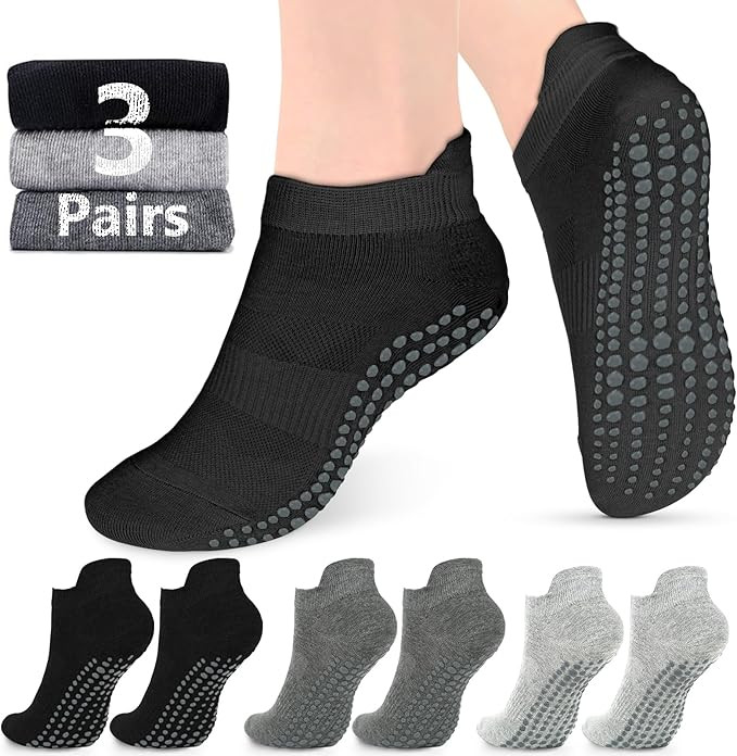 AURUZA Grip Socks for Women Men Pilates Grip Socks Non Slip Yoga Sock with Grips for Barre Barefo... | Amazon (US)