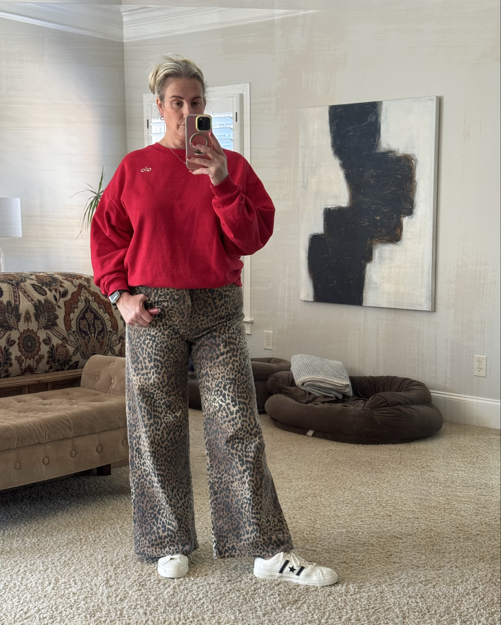 Just your everyday outfit repeater!!!  #sweatshirts #leopardjeans #converseshoes #valentines #outfitrepeater 

#LTKOver40 #LTKStyleTip #LTKMidsize