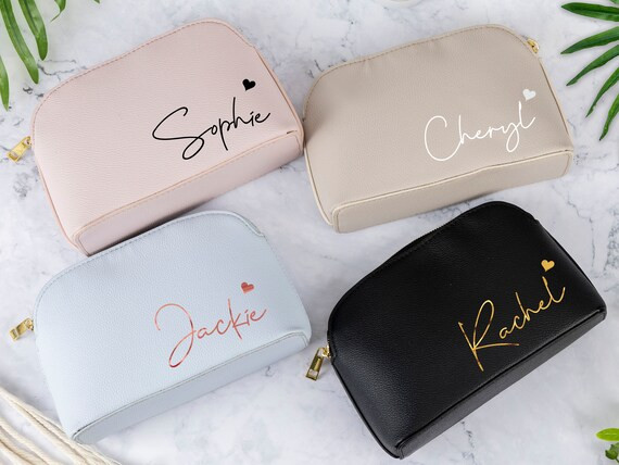 Personalized Cosmetic Bag PU Leather Make up Bag Toiletry Bag - Etsy | Etsy (US)