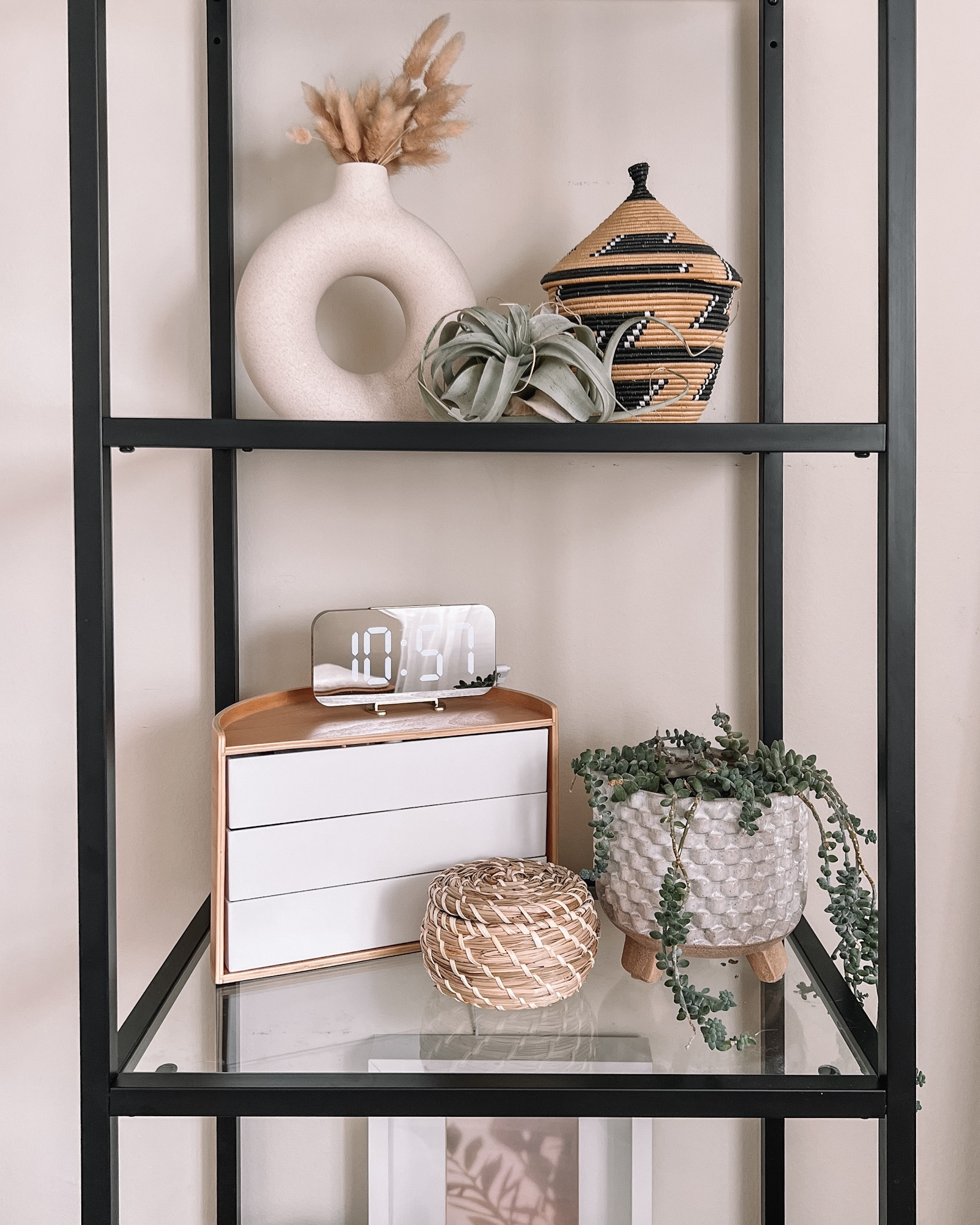 Neutral shelf decor - ceramic circle vase, accessories organizer 

Home decor, boho decor, bedroom decor 

#LTKunder100 #LTKFind #LTKhome