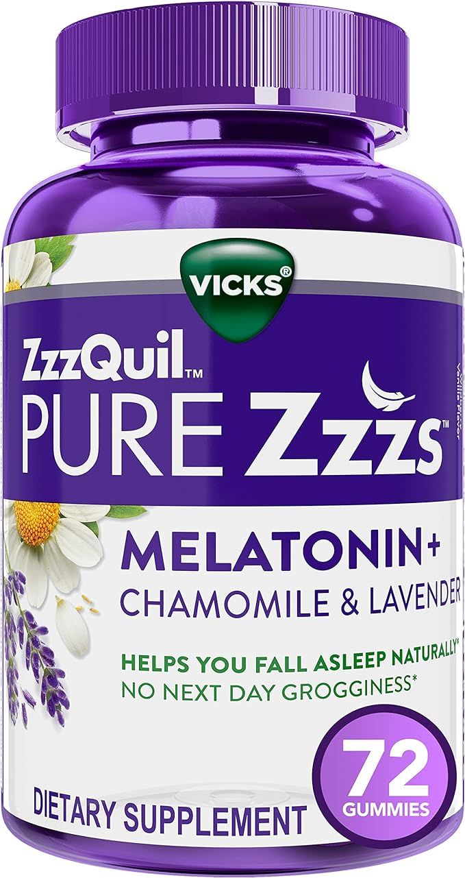ZzzQuil PURE Zzzs Melatonin Sleep Aid Gummies, Helps You Fall Asleep Naturally, Wildberry Vanilla... | Amazon (US)