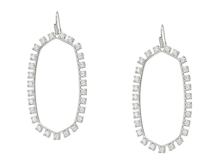 Kendra Scott Danielle Open Frame Earrings (Rhodium Metal White CZ) Earring | Zappos