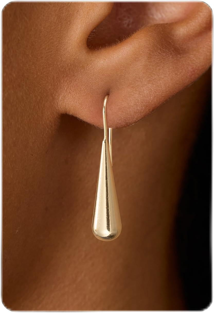 Earrings for Women - 14K Gold Plated Teardrop CZ Dangle Earrings | Amazon (US)