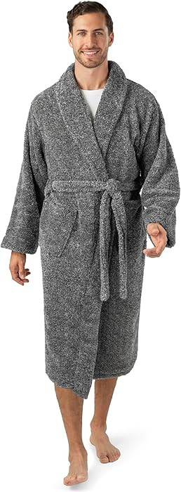 PAVILIA Mens Soft Robe, Plush Fluffy Fleece Bathrobe Men, Long Sherpa Shaggy Fuzzy Spa Bath Robe | Amazon (US)