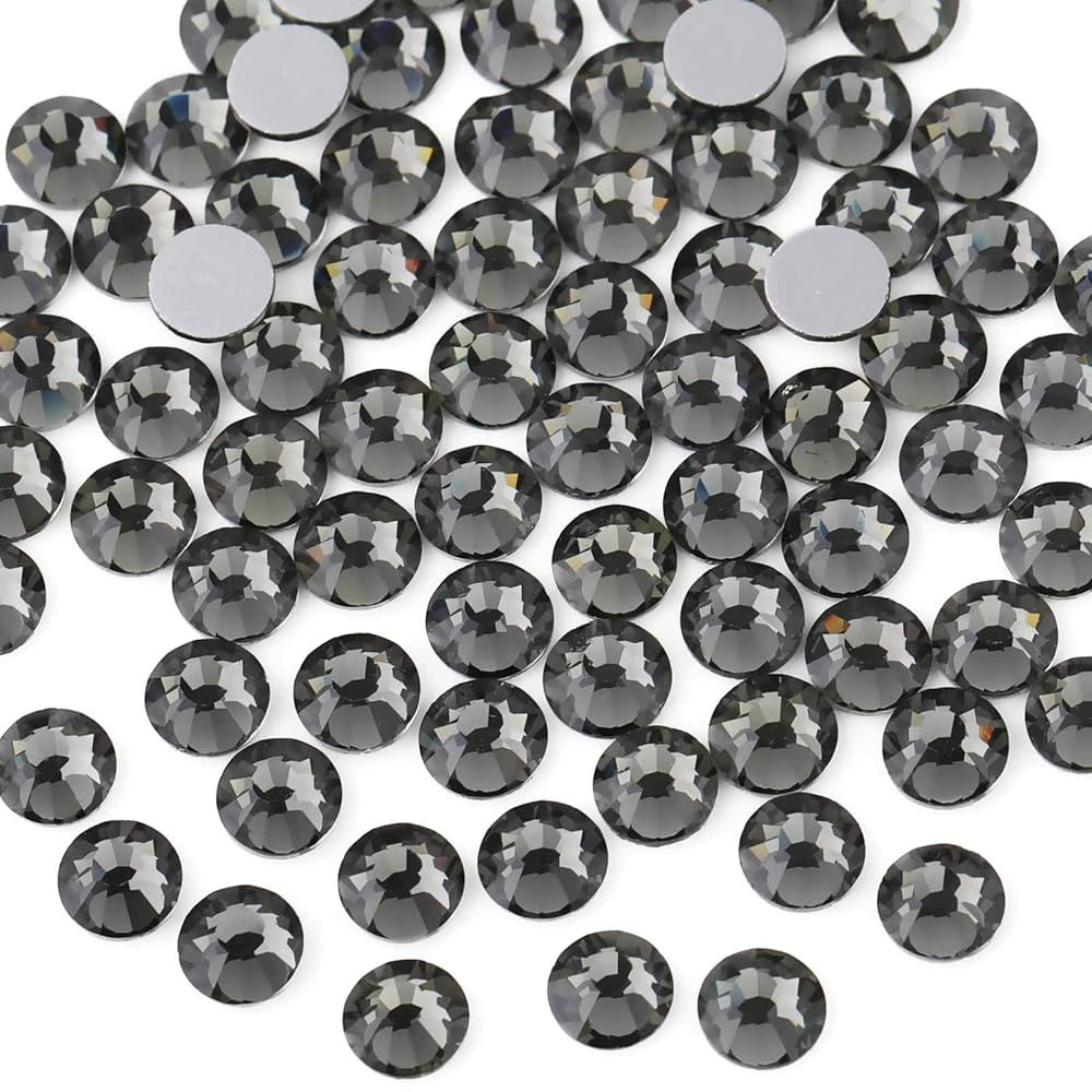 beadsland Flat Back Crystal Rhinestones Round Gems for Nail Art and Craft Glue Fix,Black Diamond ... | Amazon (US)