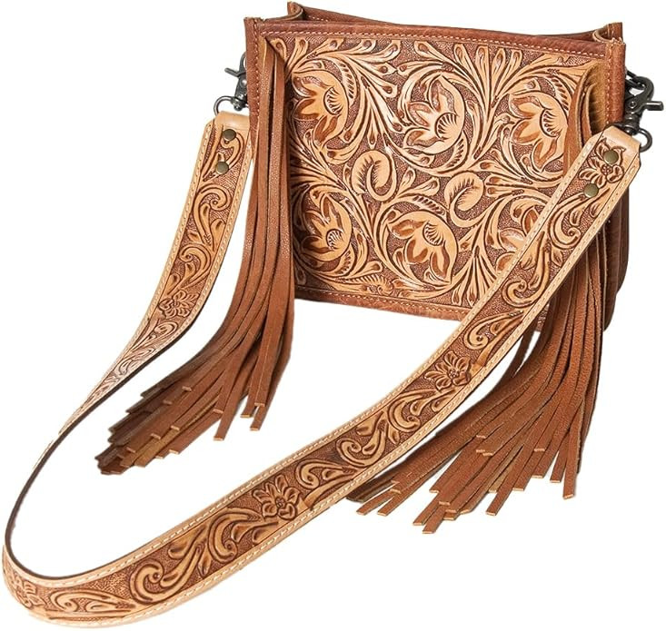 American Darling Messenger Hand Tooled Genuine Leather Western Women Bag Handbag Purse | Messenge... | Amazon (US)