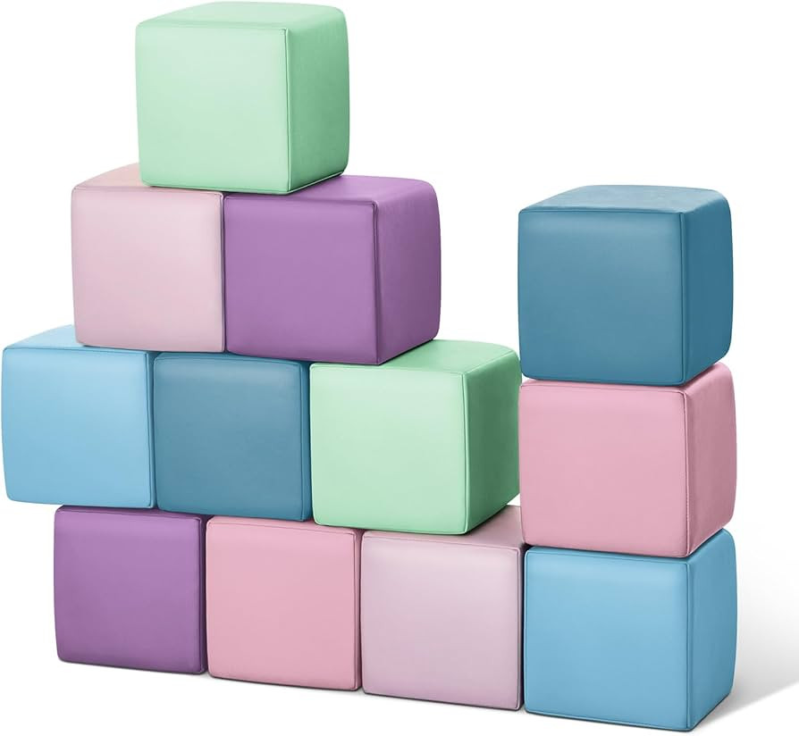 TODIBY Foam Building Blocks for Toddlers：12-Pieces Wipeable Leather Stacking Cubes Kids - Large... | Amazon (US)