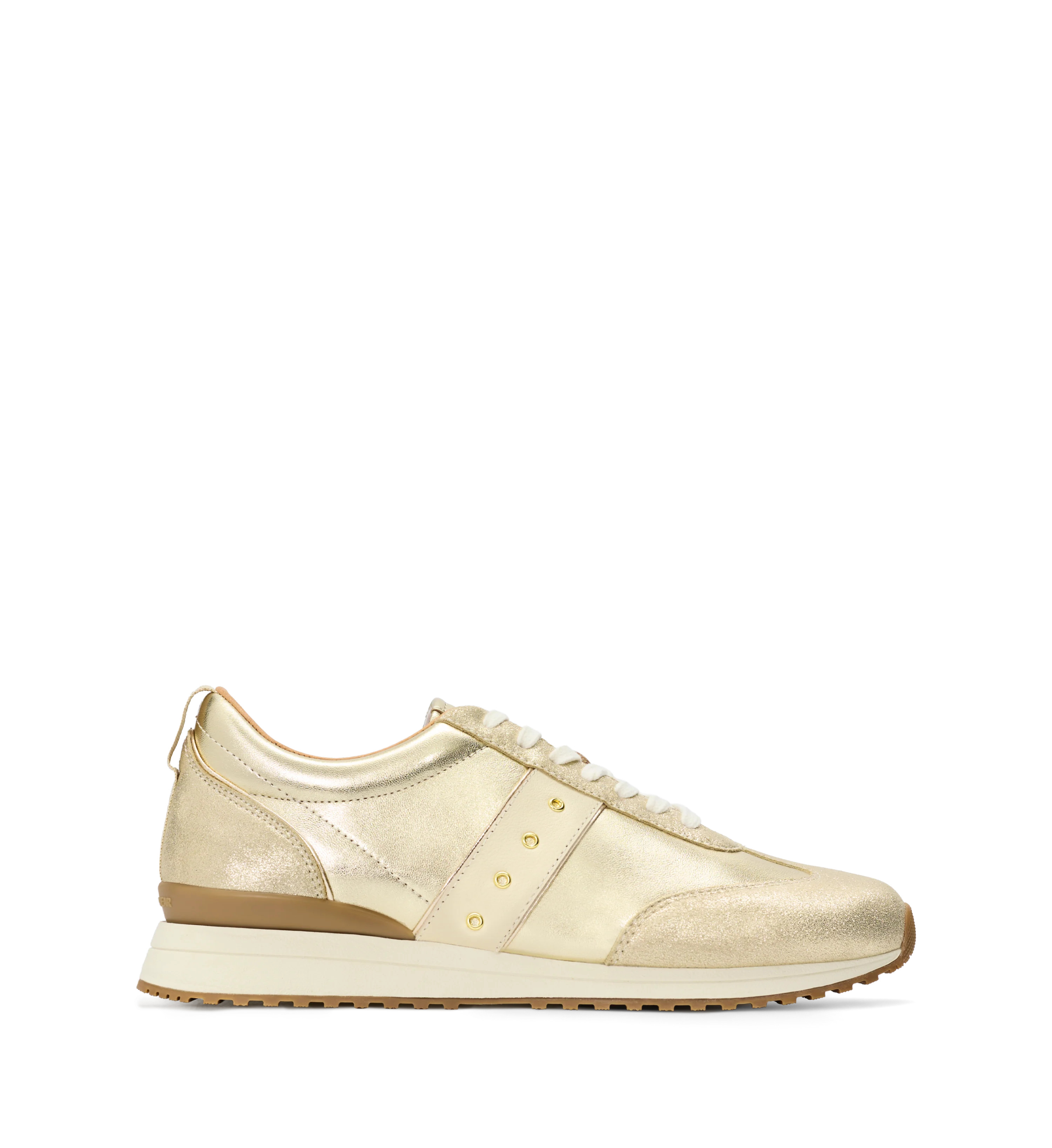 Saker 2 Gold & Ecru Leather Sneakers | Bared Footwear | Bared Footwear