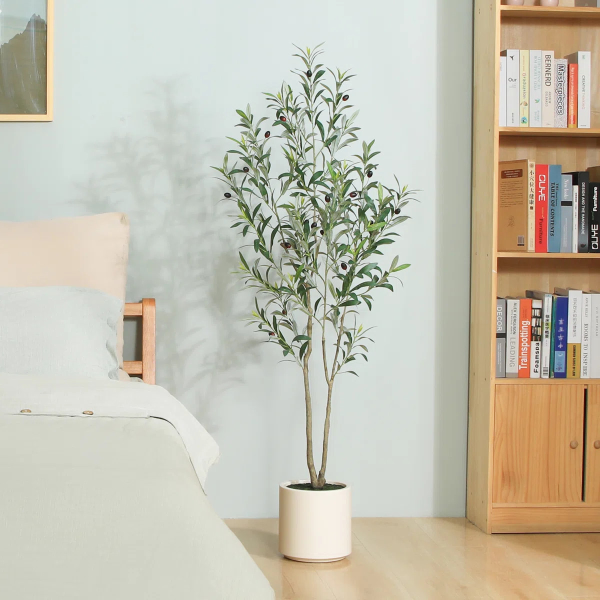 Adcock Faux Olive Tree in White Planter, Lifelike Fake Olive Plant for Indoor and Outdoor Decor | Wayfair North America