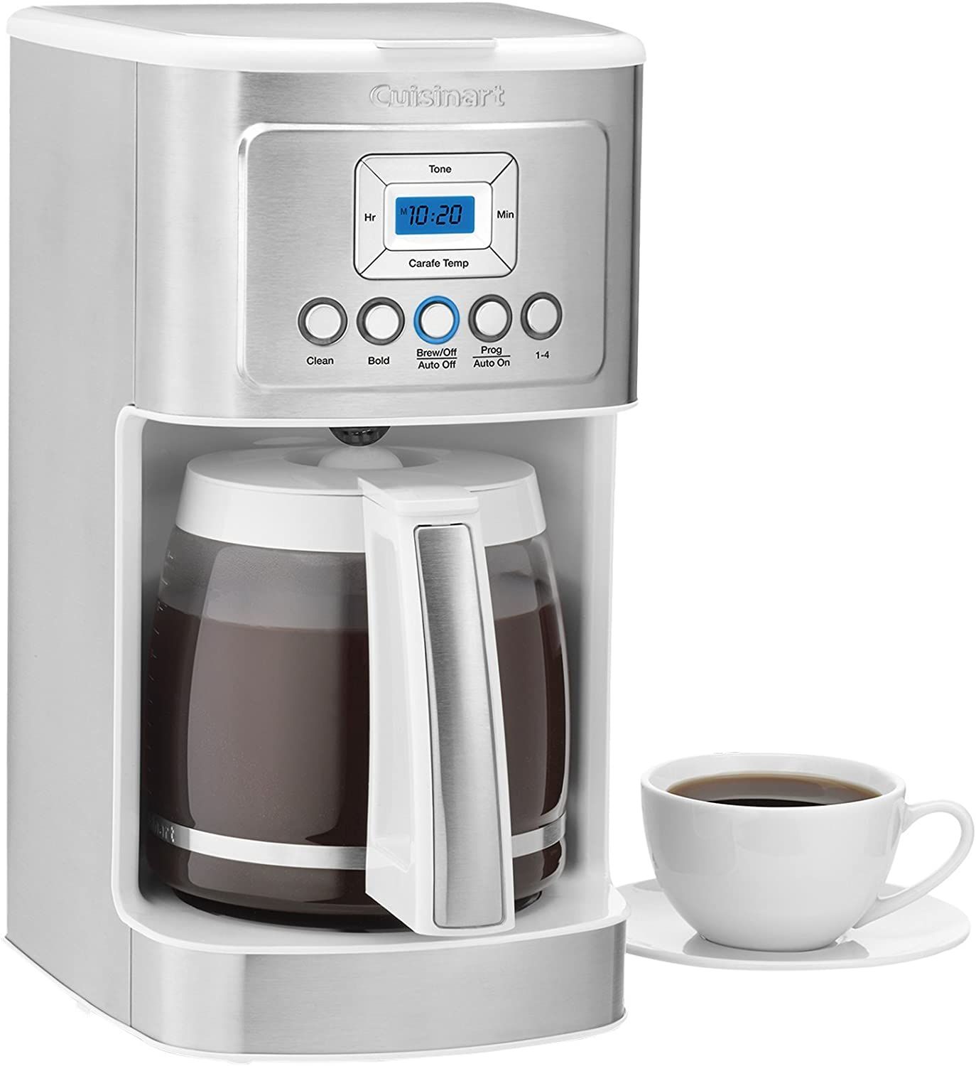 Cuisinart DCC-3200W 14C Glass Carafe with Stainless Steel Handle Programmable Coffeemaker, White | Amazon (US)