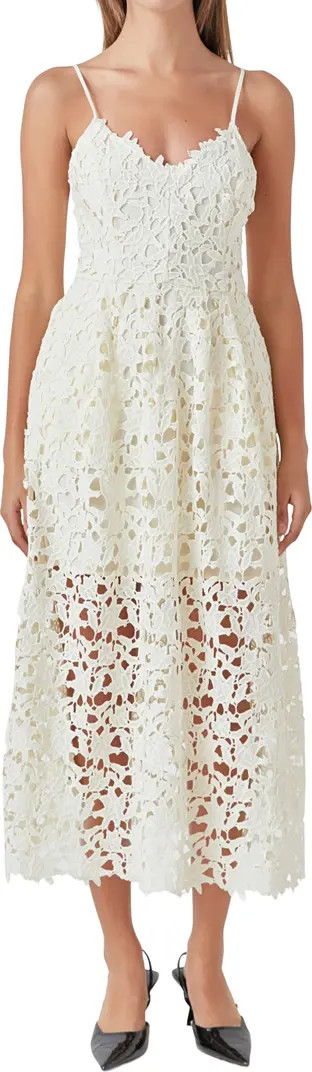 Lace Spaghetti Strap Midi Dress | Nordstrom