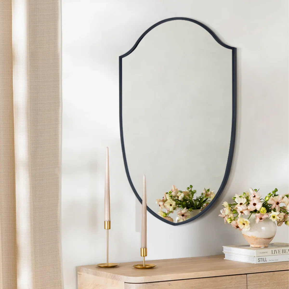 30'' H X 20'' W Irregular Arched Metal Bathroom Mirror Accent Asymmetrical Mirror for Bathroom Va... | Wayfair North America