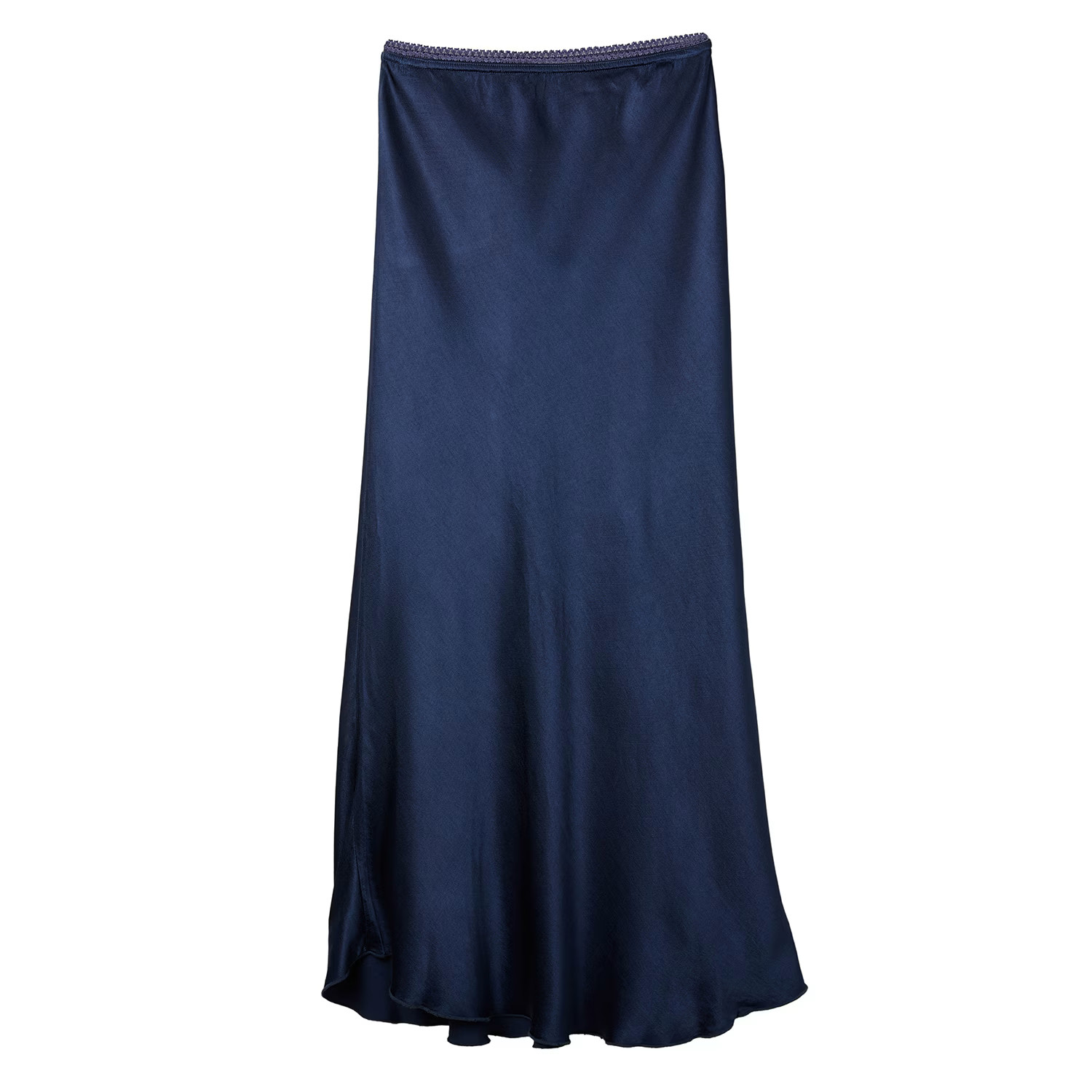 Navy Bias Cut Satin Skirt | Wolf & Badger