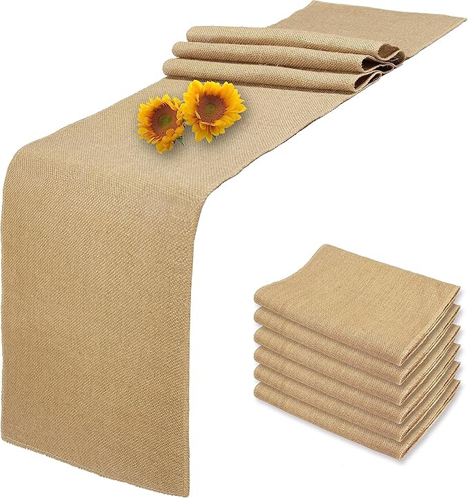6 Pack Natural Burlap Table Runners,12 x 72 Inch Rustic Jute Table Runner and Placemats Bulk for ... | Amazon (US)