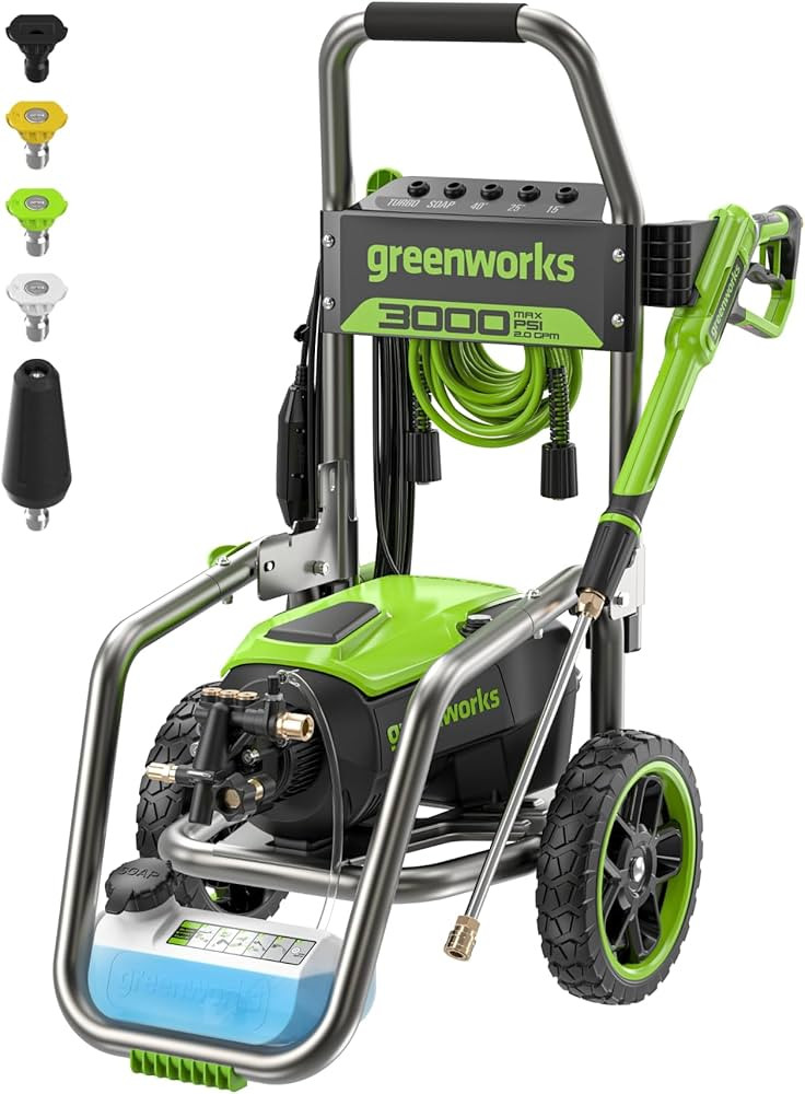 Greenworks 3000 PSI (2.0 GPM Max) Brushless Electric Pressure Washer (15\u00b0, 25\u00b0, 40\u00b... | Amazon (US)