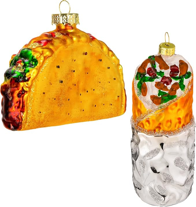 Joiedomi Christmas Glass Blown Ornament Taco and Burrito Set Handcrafted Christmas Tree Decoratio... | Amazon (US)
