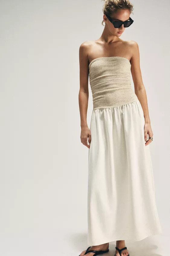 COMBINED STRAIGHT NECK DRESS | Zara UK