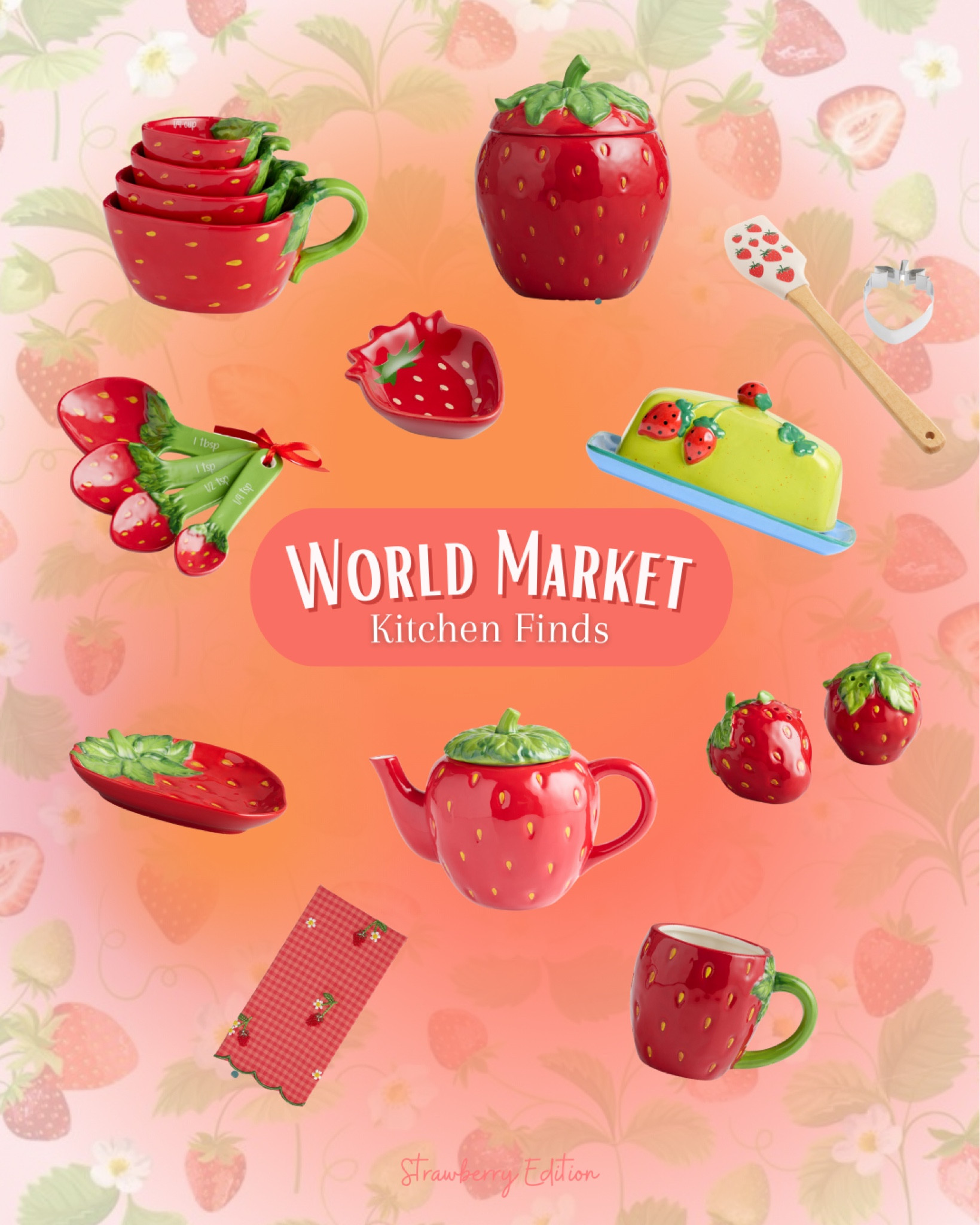 Berry sweet kitchen finds from World Market! 🍓🍴 These strawberry-inspired pieces are too cute to resist!#WorldMarket #KitchenInspo #LTKFinds #KitchenFinds #WorldMarketKitchenFinds #StrawberryDecor #HomeDecor #KitchenAccessories 

#LTKHome #LTKSeasonal #LTKFindsUnder50