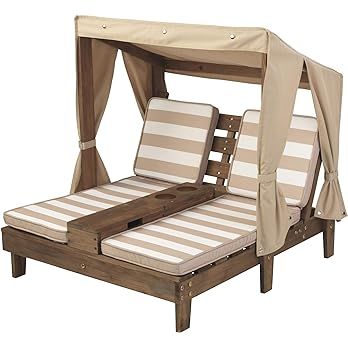 KidKraft Wooden Outdoor Double Chaise Lounge with Cup Holders, Patio Furniture for Kids or Pets, ... | Amazon (US)