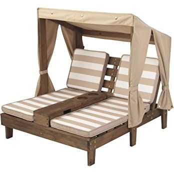 KidKraft Wooden Outdoor Double Chaise Lounge with Cup Holders, Patio Furniture for Kids or Pets, ... | Amazon (US)