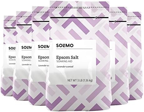 Amazon Brand - Solimo Epsom Salt Soaking Aid, Lavender Scented, 3 Pound (Pack of 6) | Amazon (US)