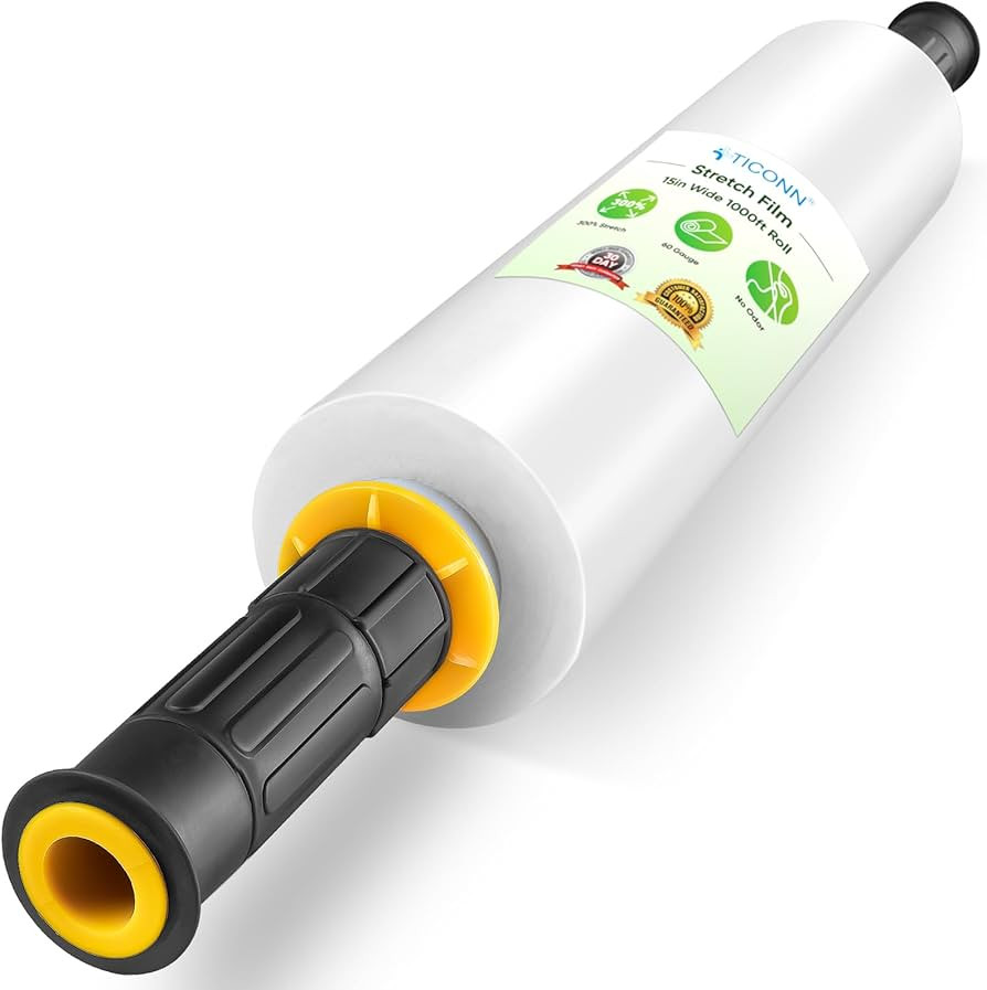 TICONN Stretch Wrap Stretch Film Roll, 1000ft Industrial Strength 15 inch Wide Clear Plastic Wrap... | Amazon (US)