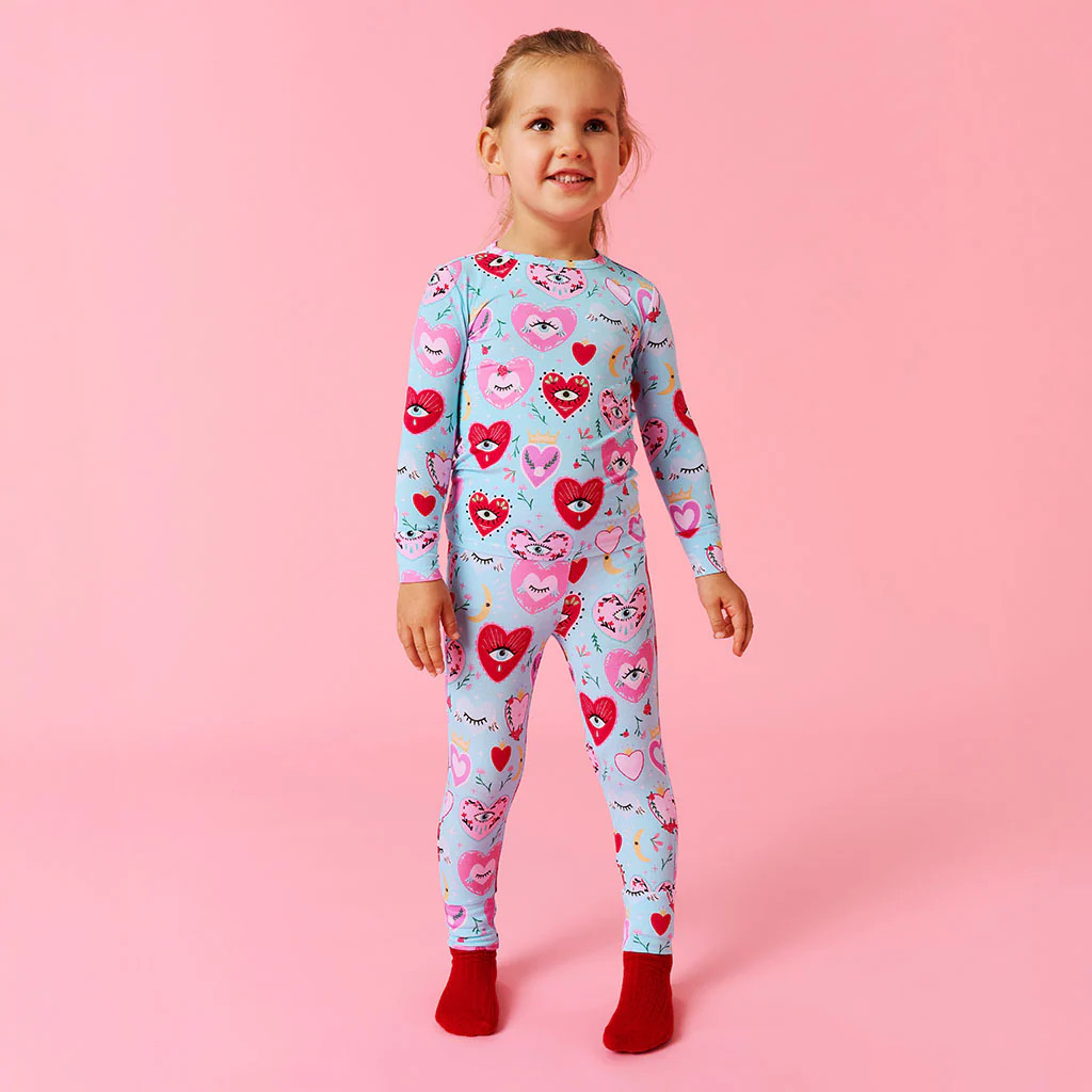 Evil Eye Blue Long Sleeve Toddler Pajamas | Sweet Fiona | Posh Peanut