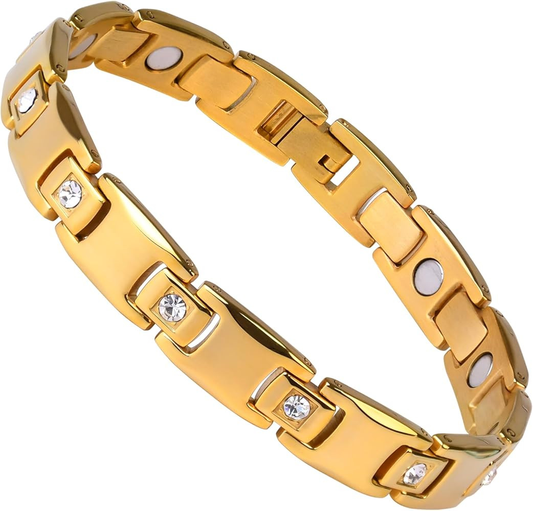 Women's Ultra Strength Magnetic Bracelet, Stainless Steel Magnetic Bracelets for Women, Adjustabl... | Amazon (US)