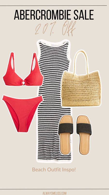 How cute is this outfit for the beach or pool?! Red is so fun for the summer. This cover up dress is unique and love the black and white look. Sandals could be styled so many ways!

Abercrombie 
Summer Outfit 
Sale Alertt

#LTKSaleAlert #LTKShoeCrush #LTKStyleTip