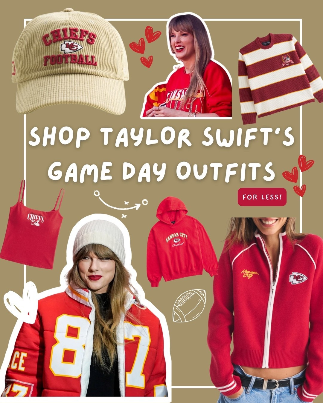 If you’re looking for affordable Kansas City Chiefs game day outfits inspired by Taylor Swift, I’ve rounded up the best finds you’ll actually wear all season. Think Abercrombie’s new NFL drop—cozy hoodies, cropped sweaters, classic crewnecks, and tanks perfect for layering. Add in KC Chiefs hats, football gear, and cute sweaters that feel just as good off the field as they do at the game.

These are game day looks you can wear to cheer on Travis Kelce and the Chiefs, but also re-style for fall football Sundays, watch parties, or even casual everyday outfits. The best part? Everything is budget-friendly and easy to mix and match—so you can nail that Swiftie game day style without the stadium prices.

#TaylorSwiftStyle #GameDayOutfits #KansasCityChiefs #AbercrombieNFL #FootballFashion #GameDayStyle #TaylorSwiftOutfits#LTKNYFW #LTKCon

#LTKSeasonal