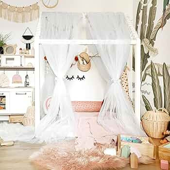 NICETOWN Off White Kids Bed Canopy for Nursery - Decorative Soft Voile Sheer Window Scarf DIY Asc... | Amazon (US)