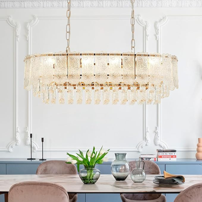 Large Modern Chandelier Luxury for Entryway, Unique Crystal Chandelier for Dining Room, Vintage R... | Amazon (US)