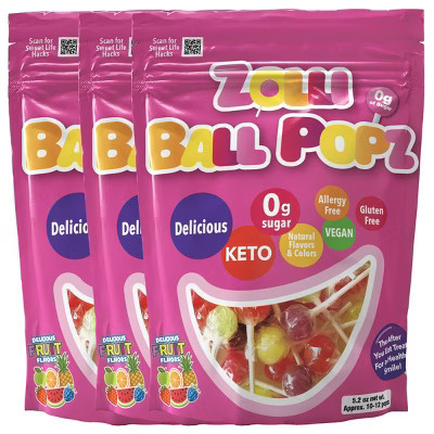 Zolli Ball Popz Sugar Free Candy Lollipops - 5.2oz/3pk | Target