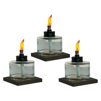 4" 3pk Mixed Material Votive Table Torch Brown/Clear - TIKI | Target