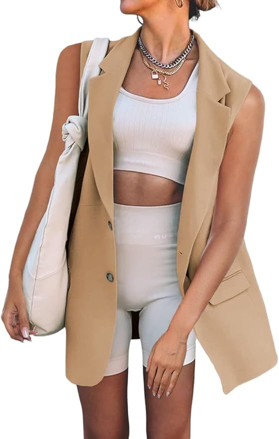 Grlasen Women Casual Elegant Long Sleeve Oversized Lapel Blazers Open Front Solid Work Office Jac... | Amazon (US)