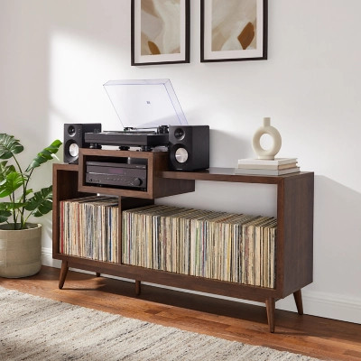 Crosley Furniture Nashville 60" Record Player Stand, Brown | Ashley